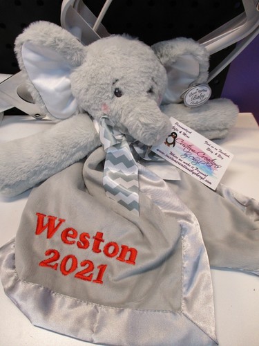 Elefant grau Dschungel Tier Kuscheltier personalisierte Sicherheitsdecke Babydecke - Bild 5 von 5