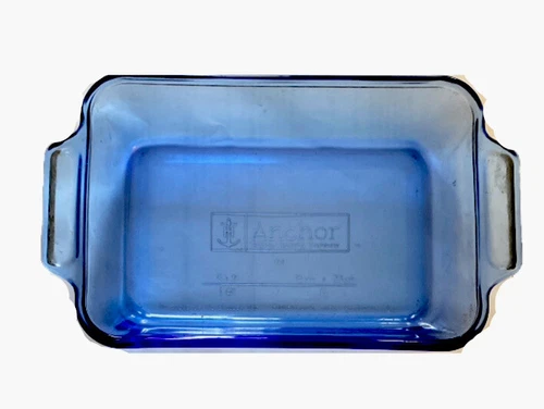 Vintage Anchor Hocking Cobalt Blue Glass Baking Casserole Dish 1 Quart 6" x 9"