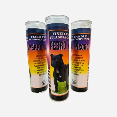 12x Set, PERRO NEGRO Veladora Negra Para Limpias y Curaciones