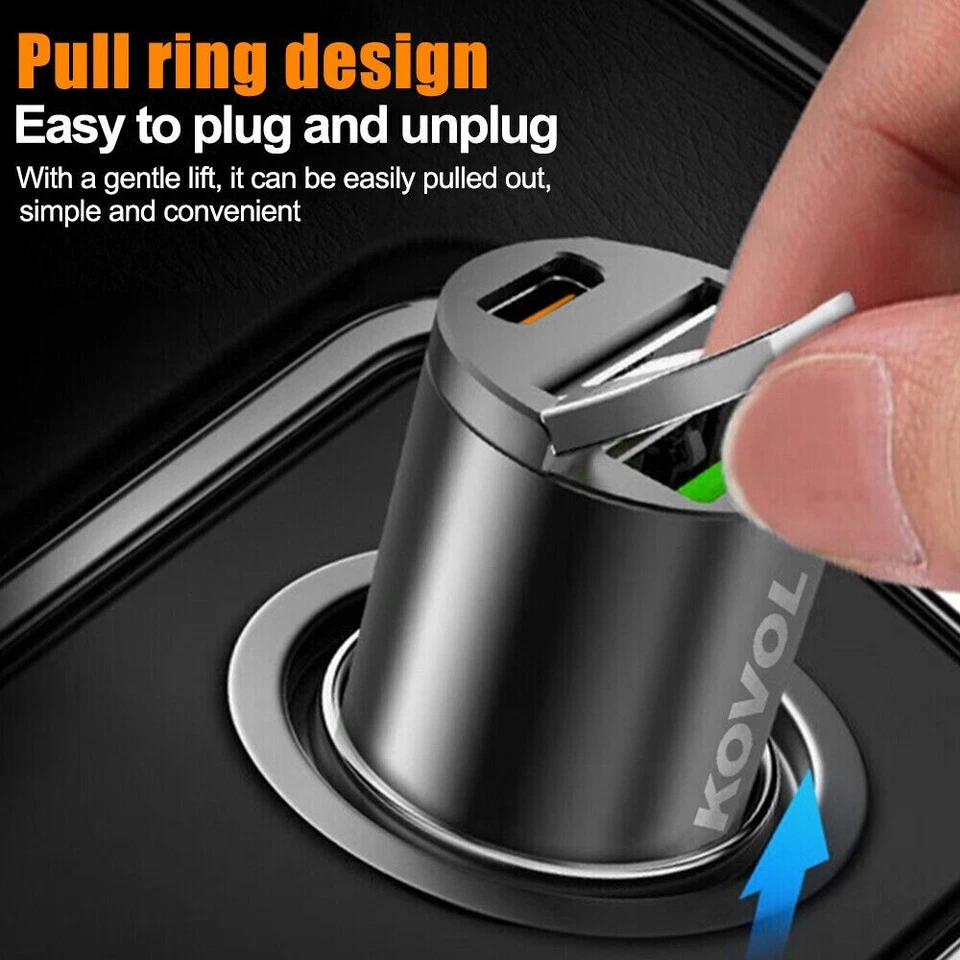 100W Fast Car Charger Mini Dual USB Type-C PD Phone Socket Adapter For iPhone - Image 4 of 4