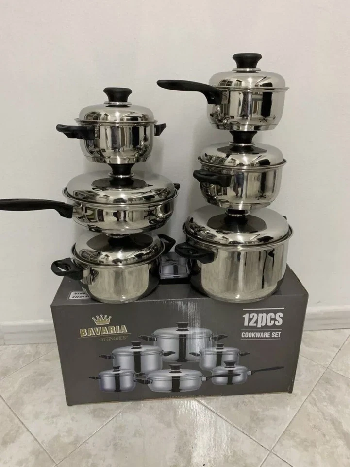 Set Batteria di pentole 12 Pezzi in Acciaio Inox Bavaria con Coperchio - Immagine 2 di 3