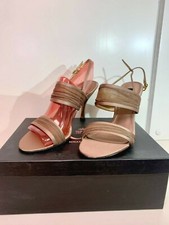 NEW Nina Light Mocha Tulle Strappy Stiletto Heels Shoes Rhinestone Strap Glance