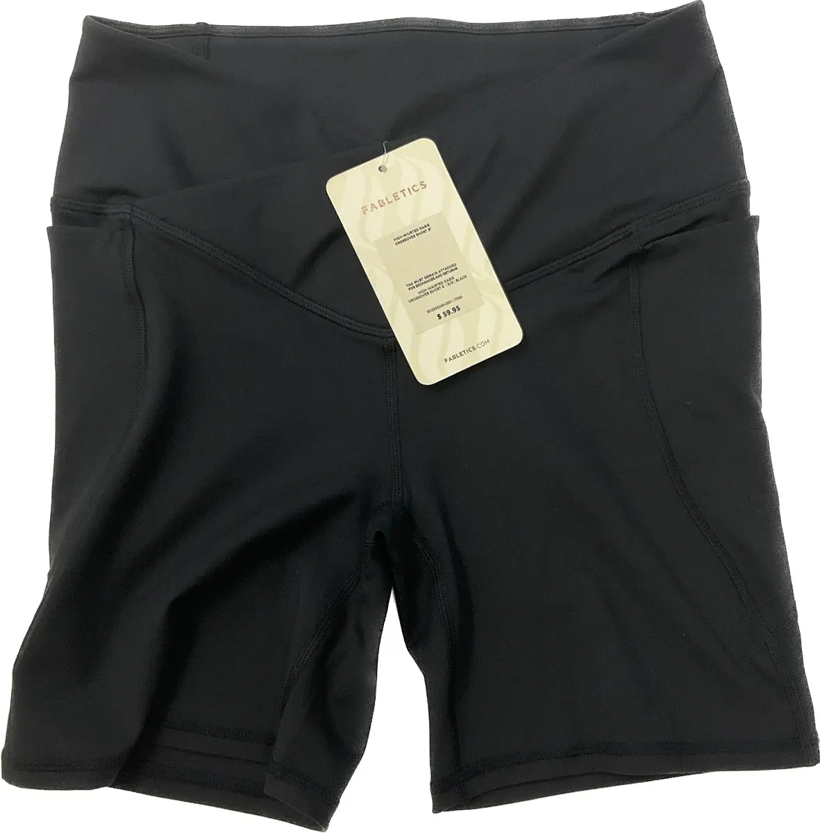 Fabletics High Waisted Oasis Crossover Shorts Womens Size S 6 Inch Black