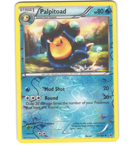 Pokemon 2011 Light Play Palpitoad Noble Victories REVERSE 23/101 Card