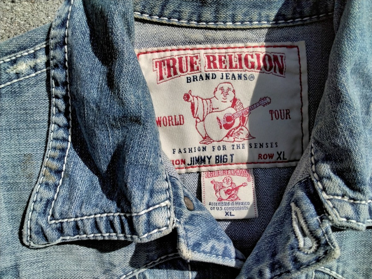 True Religion Denim Jacket Jimmy Big T Vintage Distressed