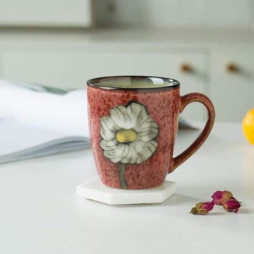 4 Pcs Floral Multicolor Ceramic Kiln Glazing Process Microwave Safe Coffee Mugs - Picture 3 of 7