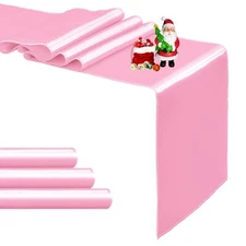 4-Pack Pink Satin Table Runner 12 x 108 Inch Long Bright and Smooth Silk Fabr...