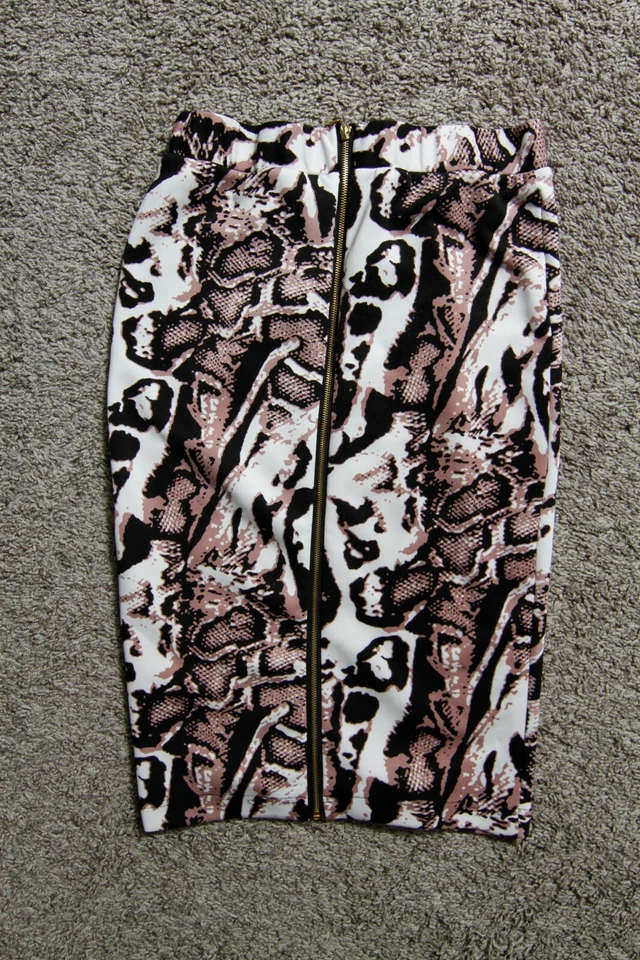 Falda de rodilla para mujer Nicki Minaj pequeña blanca negra púrpura patrón negocios informal Foto 2 de 4