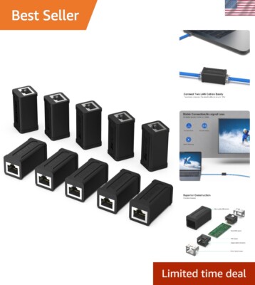 High-Performance RJ45 Ethernet Couplers, 10-Pack - Supports Up to 10G Speed