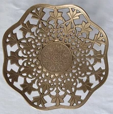 Pedestal Candle Holder Catch All Key Tray Bowl Good Earth Kavella Aged Brass