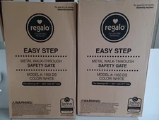 2 Pack Regalo Easy Step 38.5-Inch Extra Wide Walk Thru Baby Gate, White 1160 DS
