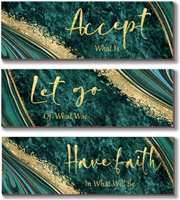 3 Pcs White and Gold Bathroom Decor White and Gold Wall Decor Accept Let Go