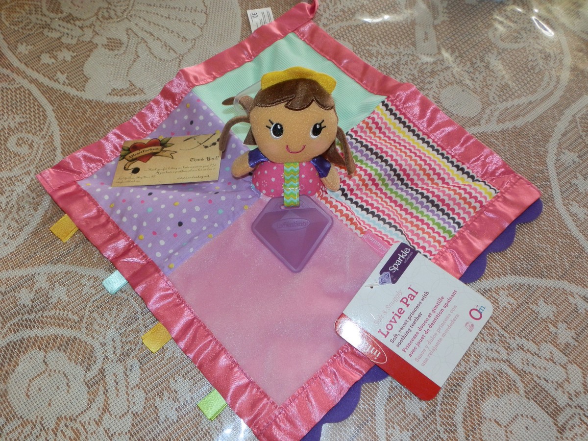 INFANTINO SECURITY BLANKET PRINCESS SPARKLE LOVIE PAL TEETHER CRINKLES BPA  FREE