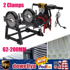 110V Pipe Fusion Welder 2 Clamps 63-200MM Manual PP PE HDPE Pipe Welding Machine
