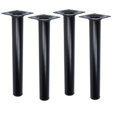 Stahl-Möbelfüße 4er Set runde Tischbeine Möbelstempel ø 30mm Schrankfüße Schwarz