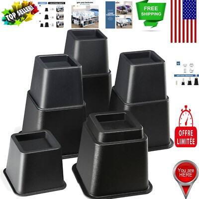 Space-Saving Adjustable Bed Risers - 3, 5 & 8 Inch Elevation for Optimal Comfort