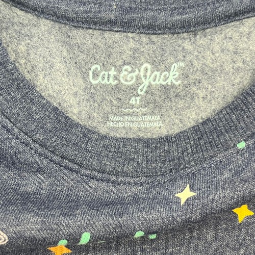 Cat & Jack Girl's Outer Space Print Sweatshirt Size 4T Blue Multi-color Pullover - Picture 3 of 5