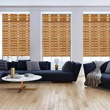 Cordless Bamboo Light Filtering Roman Window Blind Sun Shade with Valence