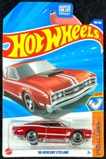 2025 Hot Wheels Ford 69 Mercury Cyclone Redstripes Fastback 165 Muscle Car