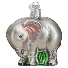 Old World Christmas BABY ELEPHANT 12576 Glass Ornament w/OWC Box