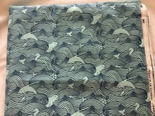 Quilt Fabric Cotton 1yd 29  Blue/teal Navy Sea Dolphin Turtle Waves Boundless