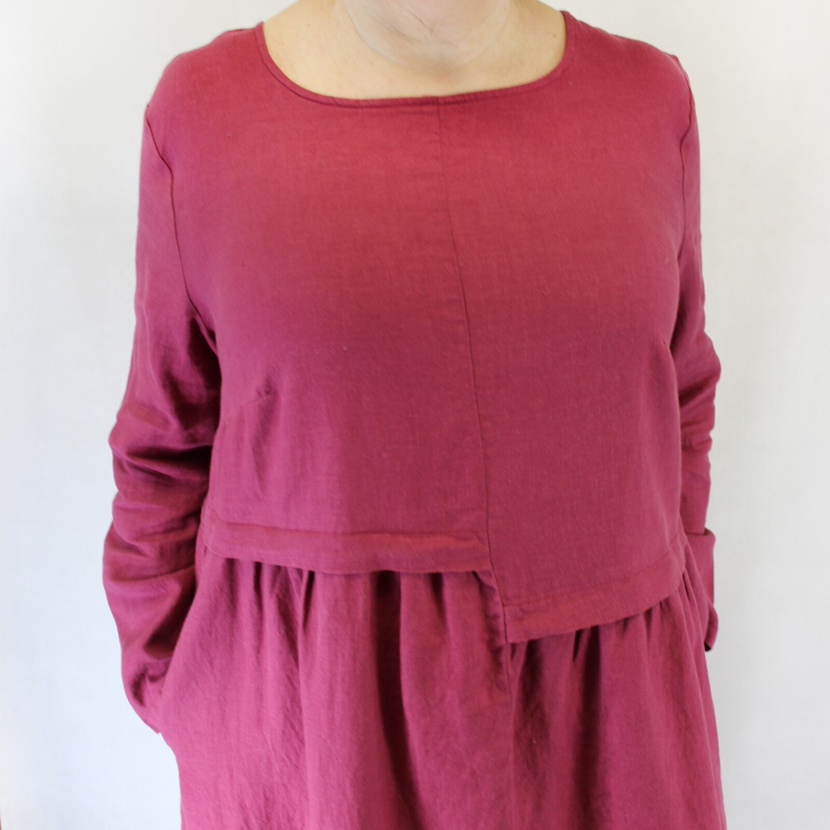 Yuvita Plus Size 100% Linen Flax Modern Peasant Dress Magenta 2X | eBay