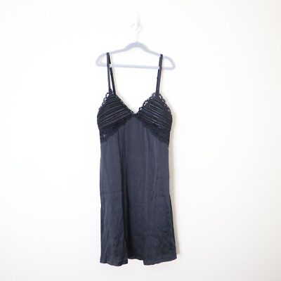 La Perla Size 2 US S Silk Blend Charmeuse Short Slip Nightie Ruched V Neck Lace