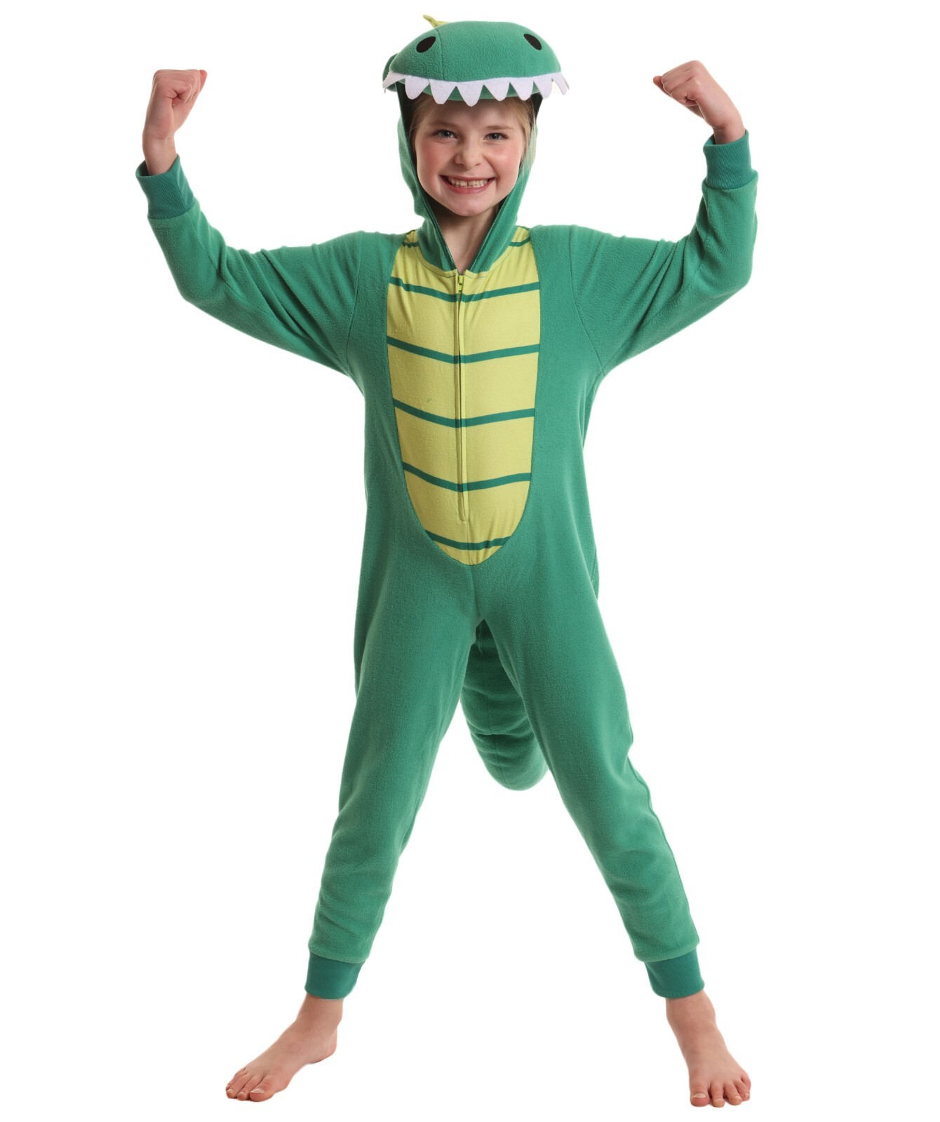 Niños Verde T-Rex Dinosaurio Disfraz Niño Niña Halloween Vestido Elegante Mono con Capucha
