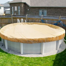 Round Winter Pool Cover Safety Heavy Duty Swimming Cover Above Ground Pool Beige