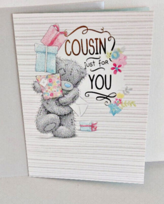 TATTY TEDDY GEBURTSTAGSKARTE ''COUSIN JUST FOR YOU'' GLITZER CA. 17 x 12 cm