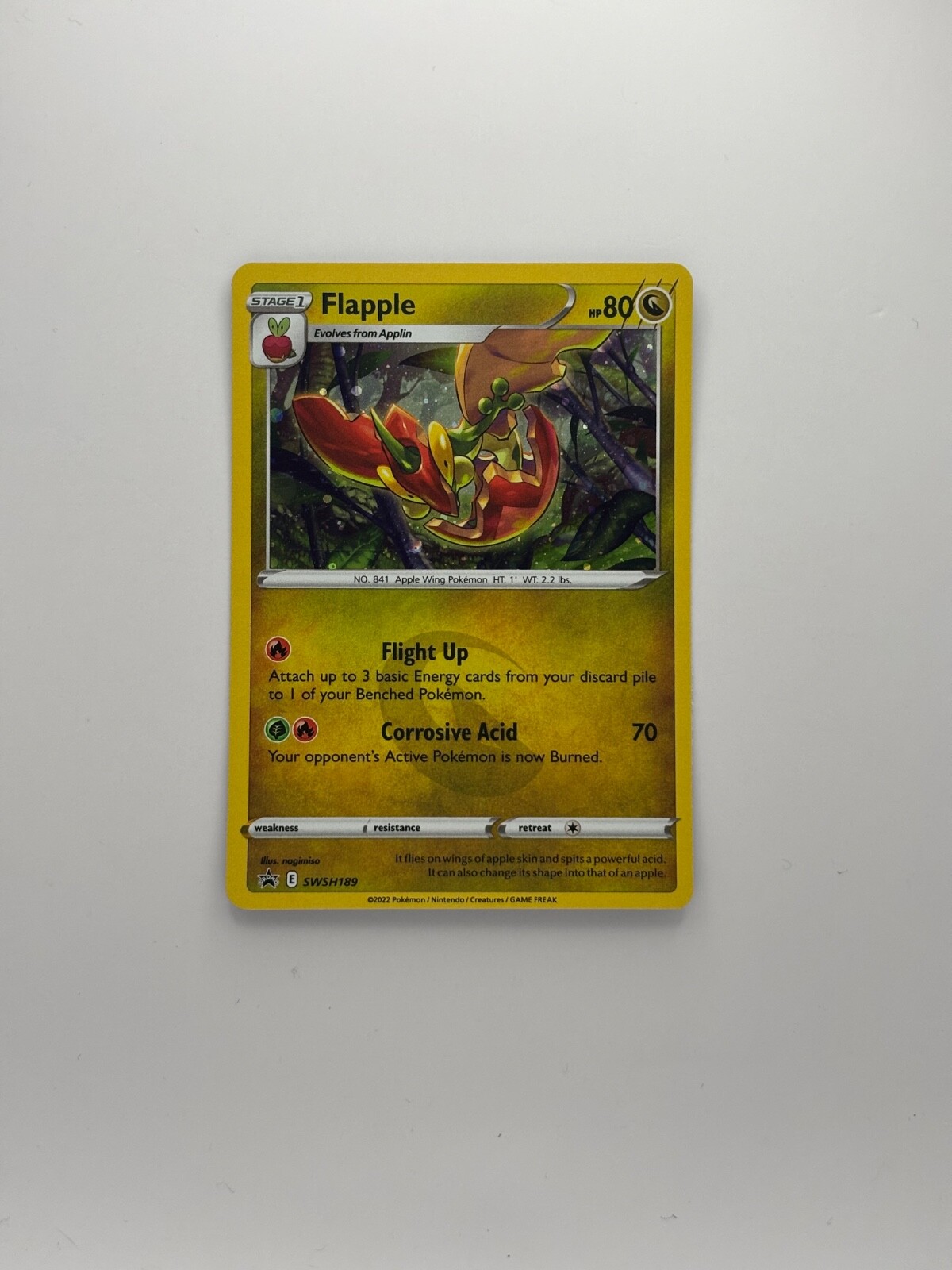 Flapple SWSH189 Black Star Promo 2022 Holo Rare Cosmos Holo Pokemon TCG Card NM
