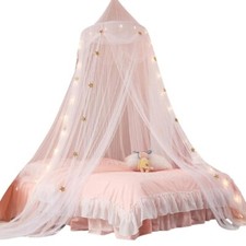 Hanging Mosquito Net Fine Mesh Princess Bed Canopy Dustproof Bug Net with Light