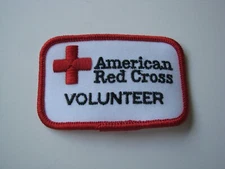 1 American Red Cross Volunteer Logo White Red Black Sleeve Shirt Patch Rectangle