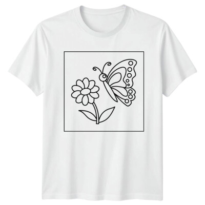 Schmetterling und Blume Grafik Herren T-Shirt Damen Tee Unisex Oberteil