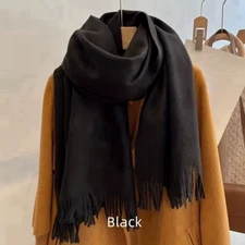 Winter Cashmere Solid Color Pashmina Tassel Scarf Cold Weather Scarves Wraps Wom