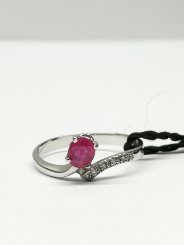 Esclusivo anello fidanzamento rubino 0.50 carati diamante brillante F/Color vs - Foto 4 di 9