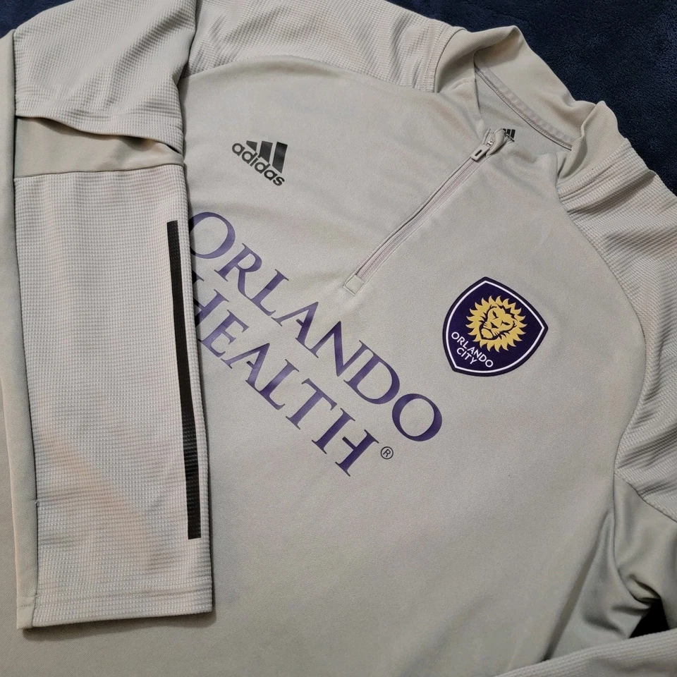 Camiseta Top de Entrenamiento Orlando City Manga Larga Talla 2XL Gris 1/4 Cremallera Adidas MLS Foto 3 de 4