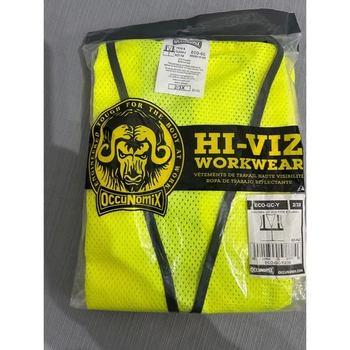 OccuNomix ECO-GC Hi-Viz Safety Vest Neon Yellow Mesh Type R Class 2 2XL 3XL NEW - product listing photo