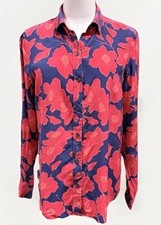 EUC Christian Siriano C Wonder Floral Silk Long Sleeve Button-Up Tunic Top S