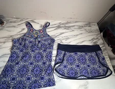 Athleta Maldives Bra Cup Tankini Bikini Swim Skirt Bottom Set 2 Piece Swimsuit S