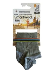 Smartwool Run Wool Blend Zero Cushion Low Ankle Socks Moss Green Unisex L NEW