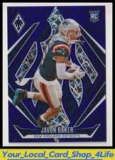 2024 Panini Phoenix Blue Lazer #195 Javon Baker #/125 Rookie Patriots