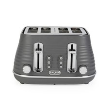 Salter 4-Slice Toaster Wide Slot 6 Browning Levels Defrost Removable Tray Grey