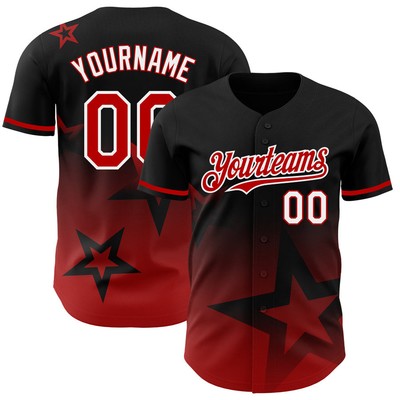 Custom Black Red-White 3D Pattern Design Gradient Style Twinkle Star Authentic B