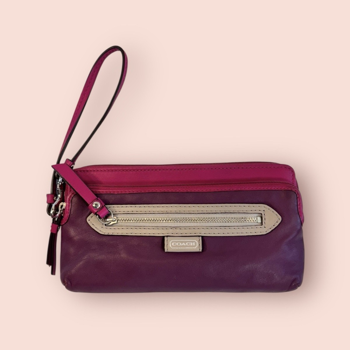 COACH Daisy Spectator Luxury Purple/Magenta Leather Wallet Clutch