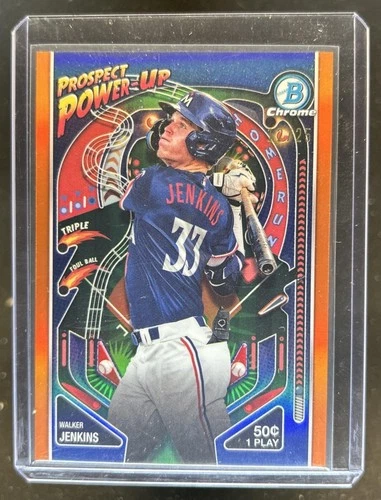 2024 Bowman Walker Jenkins Prospect Power Up Orange Refractor #/25 Twins