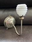 Antique "LITTLE BEAUTY" Wall or Table OIL LAMP, Milk Glass Beehive Shade