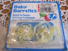 Vintage BABY BARRETTES Frilly Lace Infants 2650 2 New in Package Sealed
