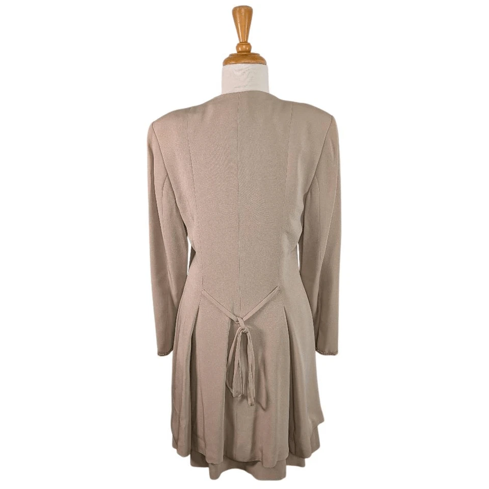 Giorgio Armani Le Collezioni 美国 10 IT 44 M 棕褐色裙子套装复古 90 年代 70 年代 — 第 4/4 张图片