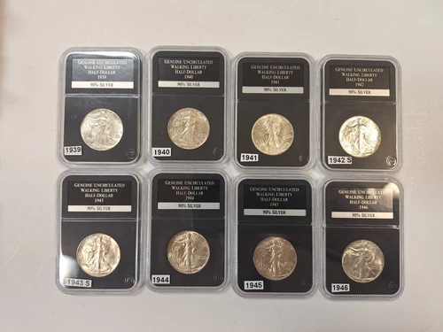 Crack Out Special: 8-Coin Walking Liberty Half Dollar Lot 90% Silver